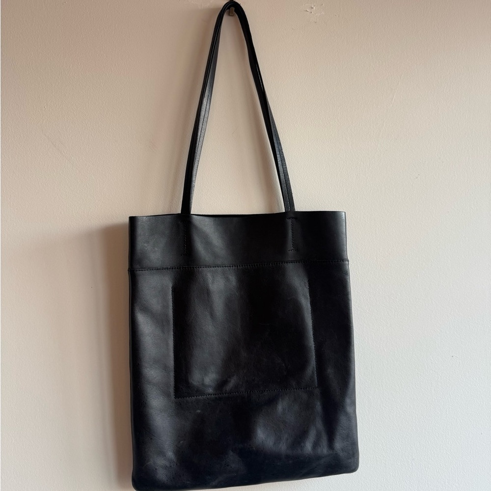 Madewell Black Leather Magazine Tote
